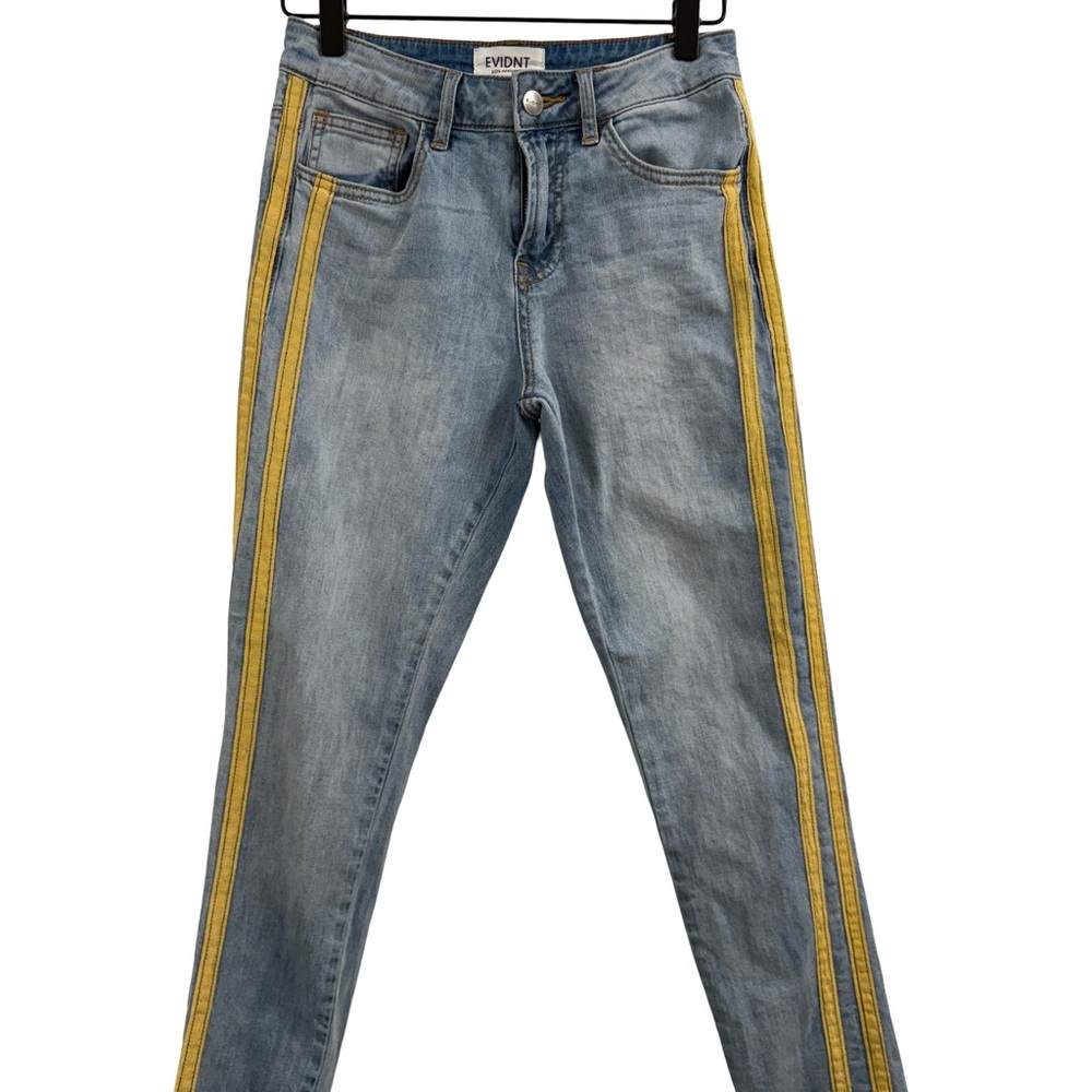 EVIDNT Women's Skinny Jeans with Yellow Stripes